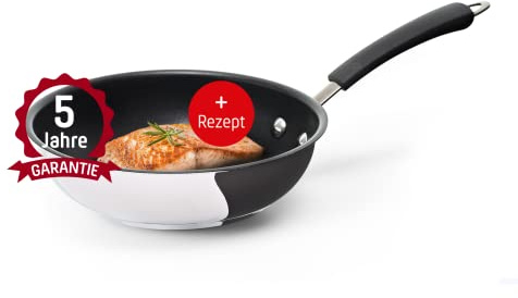 Coolinato Pfanne 20 cm beschichtet Edelstahl Bratpfanne für Gas Ceran Elektro Induktion & Backofen