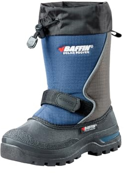 Baffin Kids' Junior MUSTANG Waterproof Insulated Tundra Rated Breathable Nylon/Rubber Tall Height Winter Outdoor Snow Boots, Navy, 13 Little Kid
