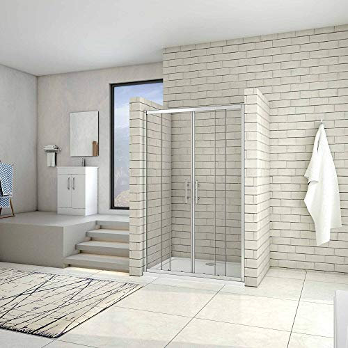 Porte de douche coulissante 140x190cm en niche l'accès au centre avec receveur 140x90cm