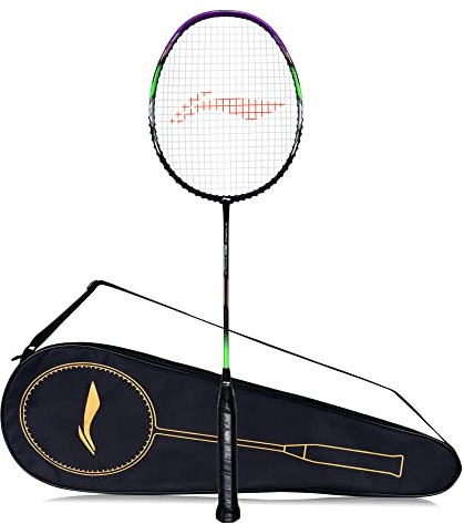 Li-Ning G-Force Superlite 3800 Carbon-Fiber Strung Badminton Racquet with Free Full Cover(Black/Purple,Set of 1)