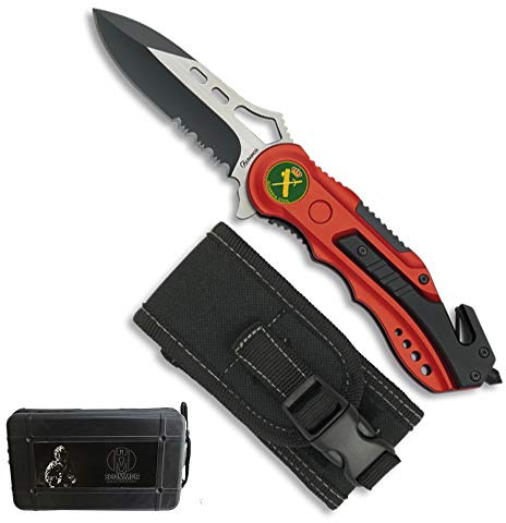 ECOMMUR Navaja Seguridad Mod. Guardia Civil Diseñado en España/Hoja de 8.1cm en Acero Inoxidable + Caja Regalo Funda de Nylon