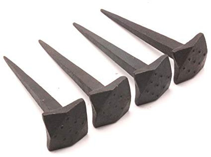 Set di 4 chiodi in ferro nero forgiati a mano, stile antico, rustico, con testa punteggiata, 7,6 cm, colore: nero, per porte e mobili