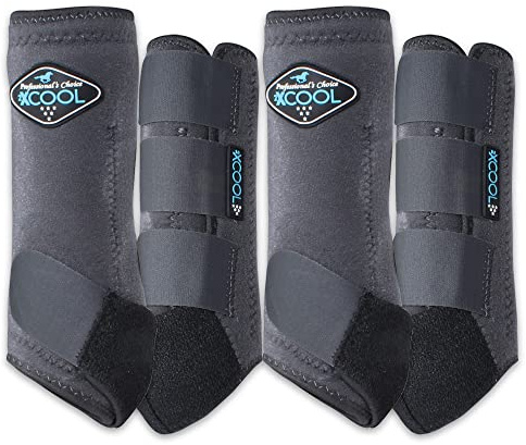 Professional's Choice 2XCOOL Sport-Medizin-Hufstiefel, schützendes und atmungsaktives Design für ultimativen Komfort und Haltbarkeit bei aktiven Pferden, Vorteilspackung, 4 Stück, klein, Anthrazit
