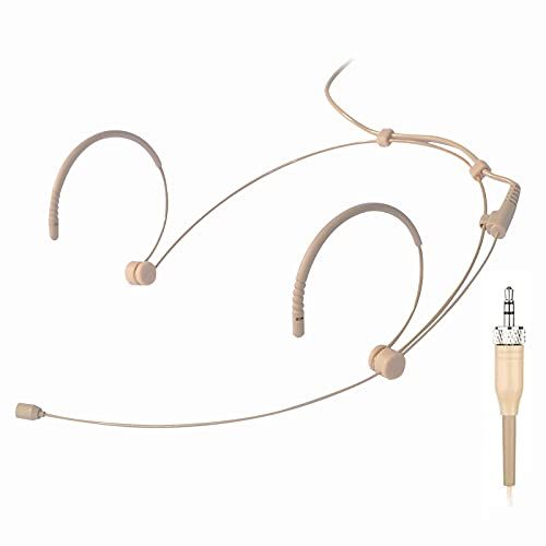 Sujeetec Micrófono de Diadema Discreto con Gancho para la Oreja para transmisor inalámbrico Sennheiser, Ideal para conferencias, actuaciones en Vivo, Teatro, podcasts, Beige