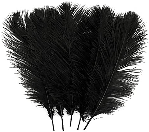 LONDGEN 10PCS Ostrich Feather 12-14 inch(30-35cm) Plumes for Party Wedding Centerpiece Festival Vases Decoration(Black)