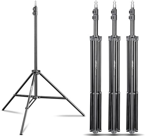 Walimex pro WT-803 4er Set Lampenstativ 208cm - leichtes Lichtstativ aus Aluminium, Höhe max. 208 cm Traglast 3,5 kg für Fotografie Studio Mobil Video Blitz Softbox Ringlicht, mit Tasche + Adapter,