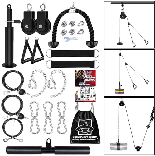 Taeku Seilzug-Fitness, Verbesserte Gewicht Seilzugsystem für LAT Pull Down Bizeps Curl Trizeps Armtraining Gewichtsscheibensystem Zusatzgeräte für DIY Gym