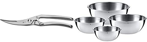 WMF Geflügelschere mit Knochenbrecher 25 cm, Edelstahl, spülmaschinengeeignet & Gourmet Schüsselset 4-teilig, Edelstahl Schüsseln 0,75l - 2,75l, Rührschüssel, Salatschüssel, Servierschüssel, stapelbar