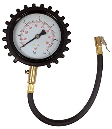 HMTE 4-Zoll-Auto-Reifendruckprüfer mit Zifferblatt und Clip-on-Luftdruckprüfung (Color : Black, Pressure Range : 0-87psi(6bar)) (Black 0)