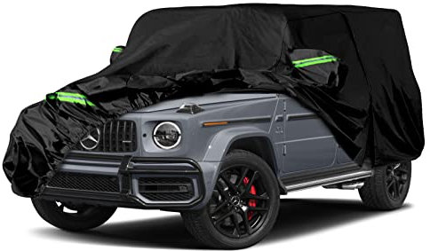 Waterproof Car Covers Replace for 2004-2022 Mercedes Benz G-Class 500 550 650, 6 Layers All Weather Car Cover with Zipper Door & Windproof Bands for Snow Rain Dust Hail Protection (G-Class)