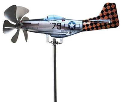 Aereo girandola segnavento P-51D Late, in acciaio su cuscinetti a sfera, prodotto in Italia