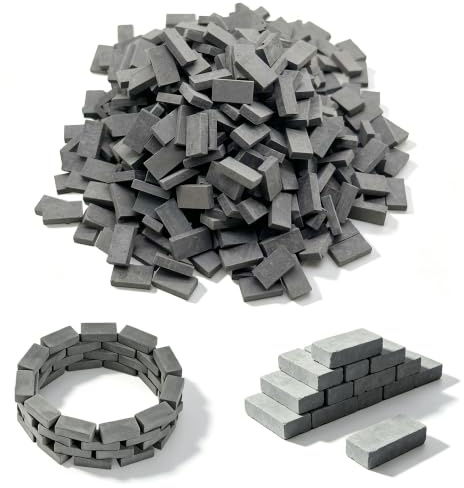 Woohome Mini Escala Ladrillo 500 Pz Miniatura Ladrillo 1:16 Ladrillo Miniatura Ladrillos de Pared Modelo de Ladrillos en Miniatura para Decoración de Jardín de Cocina de Paisaje DIY, Gris