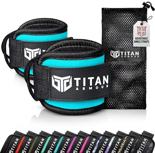 Titan Armour® Knöchel-/Handgelenkriemen für Kabelmaschinen,Fitness-Manschetten mit robusten Doppel-D-Ringen aus Stahl & verstellbarem Klettverschluss, Beincurl & Gesäßrückschlag, Herren & Damen