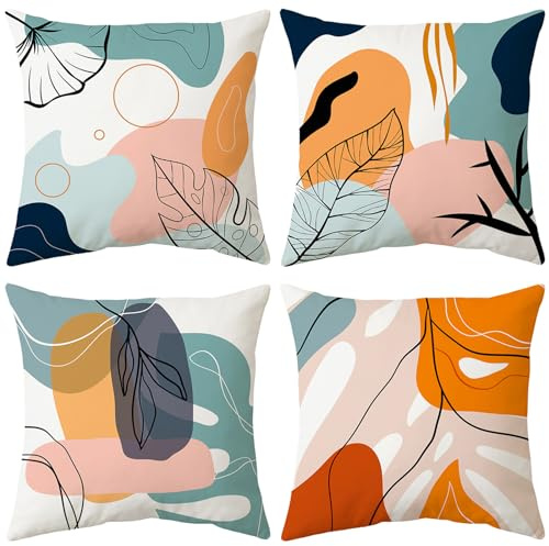 Bestash Kissenbezug 45x45 4er Set Kissenbezüge Samtkissen Kissenbezug Modern Zierkissen Sofakissen Dekokissen für Wohnzimmer Sofa Schlafzimmer（Modern）