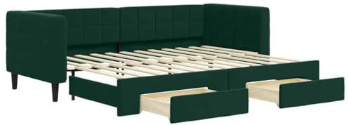vidaXL Tagesbett Ausziehbar mit Schubladen Dunkelgrün 80x200 cm Samt