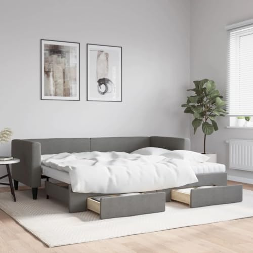 KOIECETA Tagesbett mit Bettkasten & Schublade Dunkelgrau 223 x 90 x 68 cm Stoff