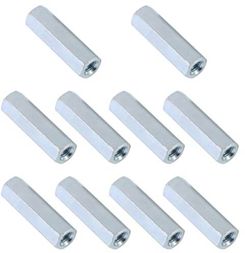 NIDAYE 10 Packs 5/16-18 Rod Coupling Nuts, Metric Hex Coupling Nut，Length: 1-3/4
