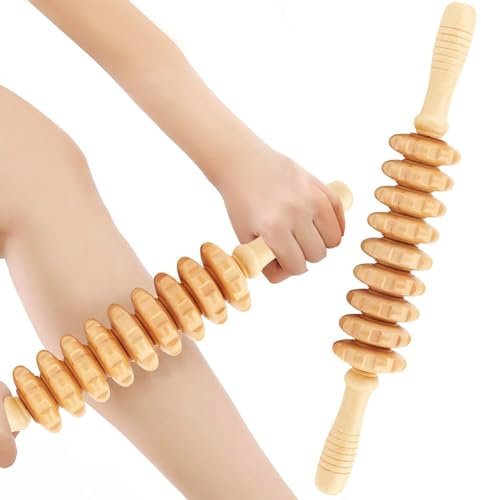 Faszienstab Massageroller, Premium Faszienrolle Holz, Massage Roller Massagegerät, Körper Roller, Für Beine, Nacken, Muskelentspannung, Körperformung (Gerade)