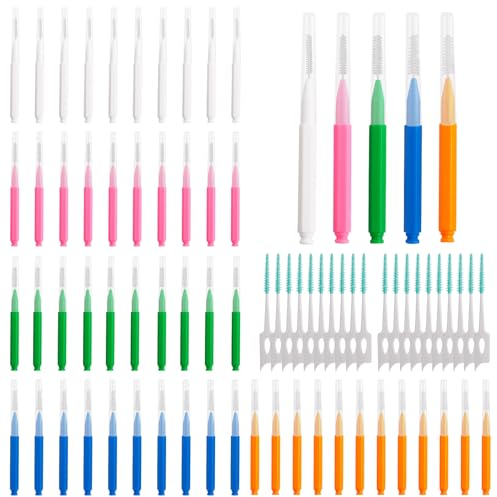 YEERSUO 70 PCS Interdental Brushes, 50 PCS Dental Brushes Flossing Head for Oral Tooth Cleaning, with 20 PCS Tooth Picks Dental Floss Brushes for Braces Between Teeth Oral Cleaning