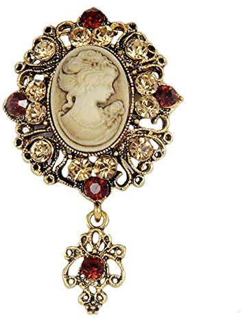 HAODUOO Broschennadel, Vintage-Brosche mit Kamee-Motiv, elegant, mit Kristall-Strasssteinen, elegante Brosche for Frauen, Mädchen, Party, Geschenk, Abzeichen