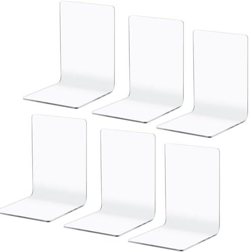 6Pcs Porte-Livres en Acrylique Transparent, OctBird Présentoirs de Livre en Acrylique Support Livre Transparent Polyvalent, Support Livre de Table en Acrylique pour Bureau, Maison, 10x10x13 CM