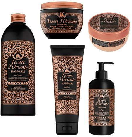 Tesori d'Oriente Wellness Ritual Hammam | aromatisches Duschgel Bad Creme Peeling Flüssigseife mit Argan-Öl und Orangenblüte Wellness-Rituale für Körper & Sinne