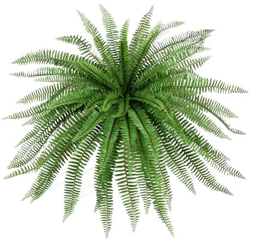Velener Planta colgante grande de helecho Boston artificial de 36 pulgadas, plantas de helecho artificial para decoración del hogar, plantas artificiales al aire libre, jardín, oficina, decoración de