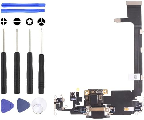 S&L ENTERPRISE Charging Port Dock Connector Compatible with iPhone 11 Pro Max 6.5 inch 2019 Replacement Flex Cable Microphone with IC Flex Incl. Repair Kit - Black