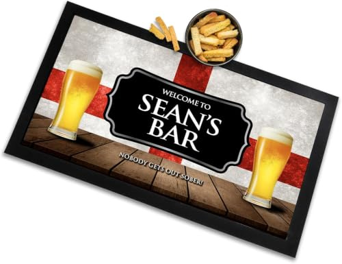 Personalised Bar Mat | Football sports Bar runner mat Home bar accessories (T101)