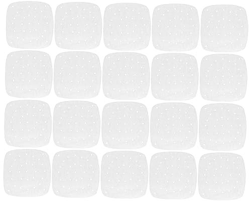 Mikinona 100pcs Air Fryer Paper Liners Wood Pulp Plant Silicone Oil Material Steaming Basket Mats Greaseproof Liners for Air Fryer