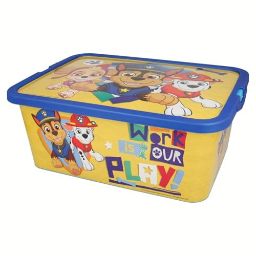 KP Pharma Paw Patrol Kids Storage Boxes 13L – BPA-Free Plastic, Lightweight & Stackable with Click Lock Lid – Toy Storage Box for Boys – Keeps Kids Rooms Tidy, 39 x 29 x 15 cm (Medium)