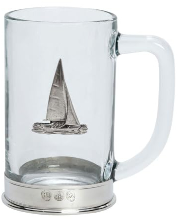 Nauticalia Glass Tankard with Pewter Base and Yacht Badge
