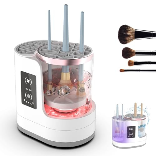 Electric Makeup Brush Cleaner, Electric Cleaning and Quick Drying Makeup Brushes for Lazy Families, Automatic Makeup Brush Cleaning Tool with Drying Function for Makeup Brushes (WHITE-1)