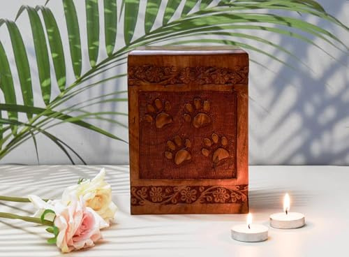 India House Urna de madera hecha a mano para cenizas de perros y gatos, caja de cremación pequeña, recuerdo conmemorativo decorativo para funeral y entierro, caja de urnas funerarias de cremación,