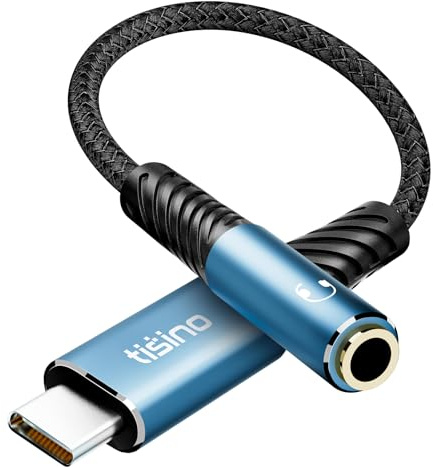 Tisino Câble Auxiliaire Jack 3,5mm vers USB-C, DAC 384kHz/32Bit, 1m | Adaptateur Audio USB C vers Jack 3,5mm TRRS pour Smartphone et Casque, Compatible iPhone 16/15, Samsung S24, Nylon Tressé