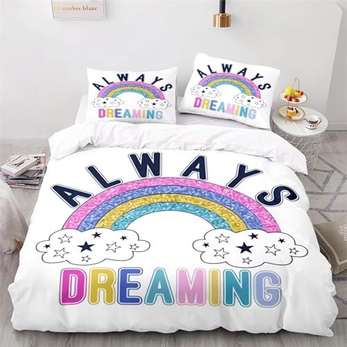 Rptidmv Bettwäsche 135x200 Regenbogen Bettwäsche-Set mit Reißverschluss Schließung (Kinder Jungs Mädchen), Weich Microfaser Bettbezüge + 2 Kopfkissenbezug 80x80 cm