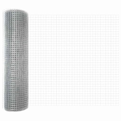 vidaXL Clôture en Fil d'acier galvanisé 10000 x 50 cm, Maille de 12 mm. Solide, Parfait pour Le Jardin, Que ce Soit pour Une Maison ou Une Ferme. Style Moderne, sécurité de Votre propriété, et pour d