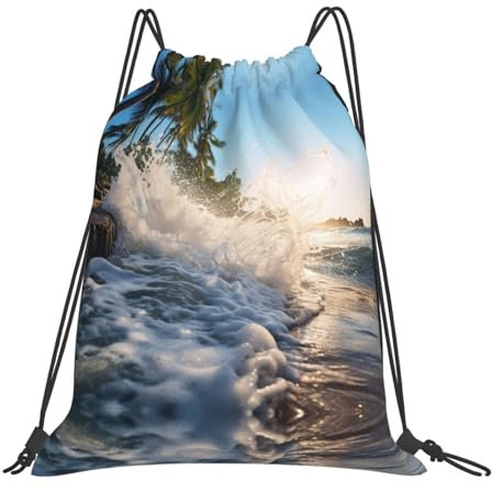 Unisex Turnbeutel Mit Kordelzug 36X42Cm Rumpelnde Palmen Rucksack Mit Kordelzug Bedruckt Beutel Zum Bemalen Für Mädchen, Schwimmen, Kindergarten