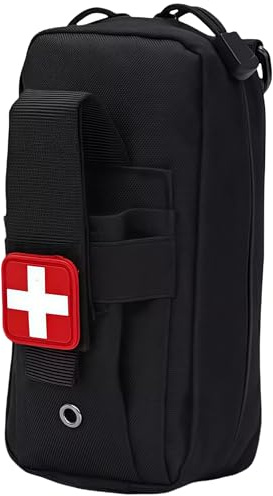 Bolsa táctica desprendible para emergencias médicas, botiquín de primeros auxilios MOLLE, con capacidad para suministros para traumatismos, nailon 600D (Black)
