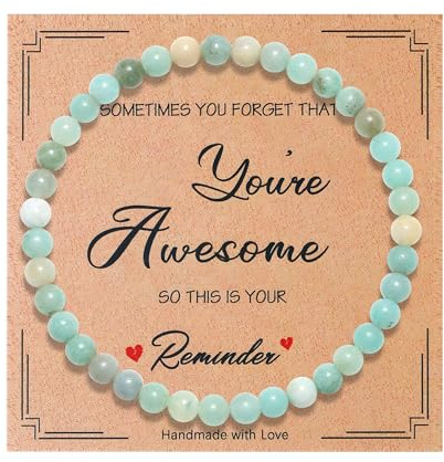 QINJIEJIE 4/6mm Naturstein Armband aus Echten Edelsteinen Heilstein Perlenarmband Armband für Damen und Herren, Stretch Perlenarmband Elegantes Geschenk für Mutter Frauen Freundin Tochter Schwester