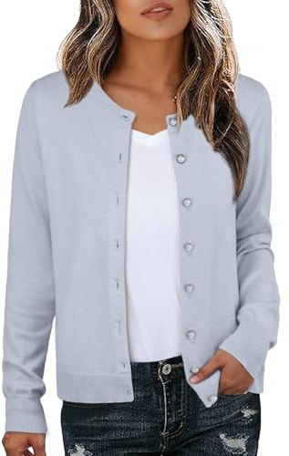 GRECERELLE Långärmad elegant kvinnlig cardigan, stickad, lätt, damkofta med knappar med pärlor för kvinnor, höst, vinter, möten och fester, XXL
