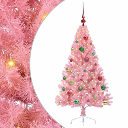 vidaXL Albero di Natale Artificiale con luci Integrate Rosa 150 cm PVC