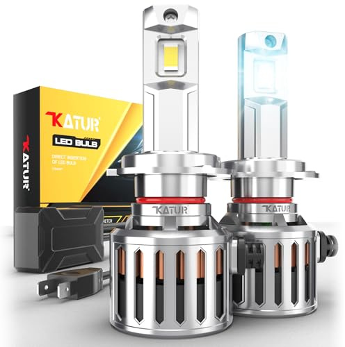 KATUR H7 Led Headlight Bulb, 200W 40000LM 6000K White 900% Brightness Super Bright 360 Degree Adjustable Beam Angle 12V 24V Led H7 Headlight Bulb Canbus Error Free Conversion Kit, 2 PCS