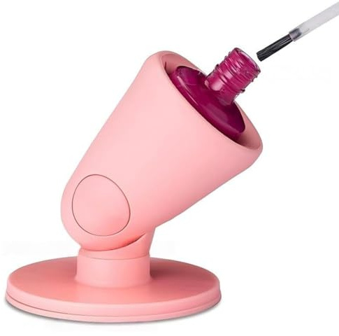 Hinge Untippable Nail Polish Bottle Holder, Anti-Spill Stand Fingernail Tool Accessories,Soft Rubber Nail Polish Bottle Holders,Silicone,Pink