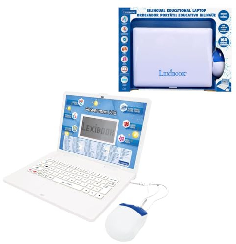 LEXIBOOK, Laptop Educativo, Laptop Educativo Bilingüe, Inglés y Español, 164 Actividades de Aprendizaje, Pantalla LCD, Teclado, Juegos Divertidos y Descubrimiento, Azul, JC601i2