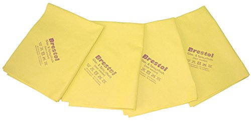 Brestol Ledertuch XL 4er 50 x 60 cm - Mikrofaser Ledertuch 4er Set Fensterleder Autolack Lederlappen