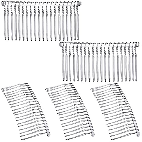 5 Pieces Hair Combs for Women Accessories Metal Bridal Hair Comb 20 Teeth Wedding Veil Comb Decorative for Women Fine Hair(White K)
