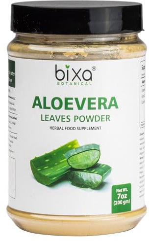 Bixa Botanical Aloe Vera Leaf Powder (Aloe barbadensis) ǀ Ayurvedic Herbal Supplement | 200 Grams / 7 OZ | Gluten Free, Non-GMO, Steam Sterlized, Vegan, 100% Pure.