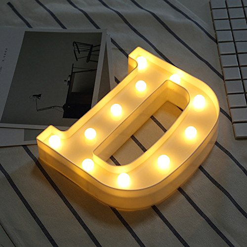 Beleuchtete Buchstaben Nachtlichter Dekoration LED Neon Lampen für Geburtstag Party Hochzeit Kinder Geschenk A-Z (D)