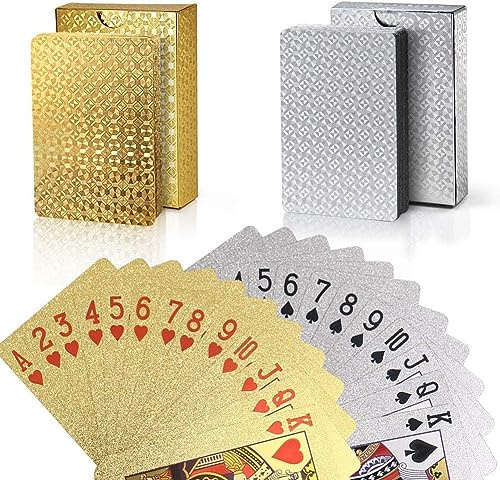 joyoldelf Lot de 2 Jeu de Carte Poker Étanches en Plastique Diamond Noir Nouveauté - Jeux de Carte 54 Parfait pour la Fête et Le Jeu